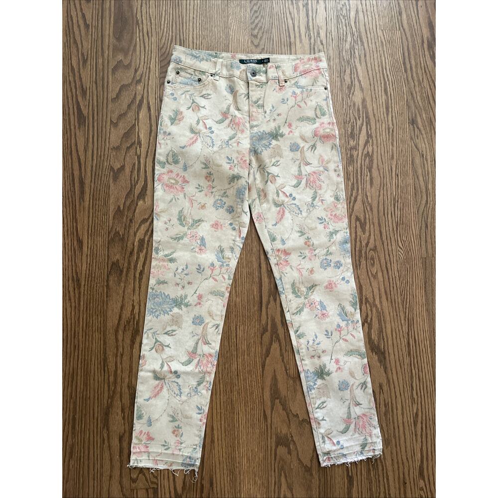 Lauren Ralph Lauren Pants Womens Size 6 Floral Premier Skinny Ankle Jeans